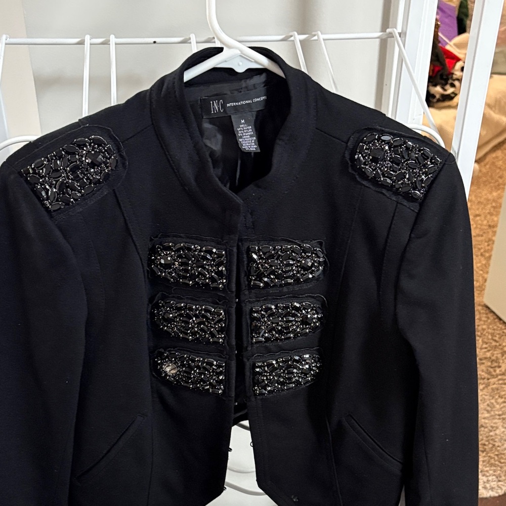 INC International Concepts Women's Black Embellished Blazer